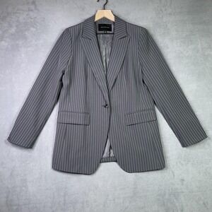 Banana Republic Factory Blazer Womens 8 Gray Pinstripe Sculpted Suit Jacket